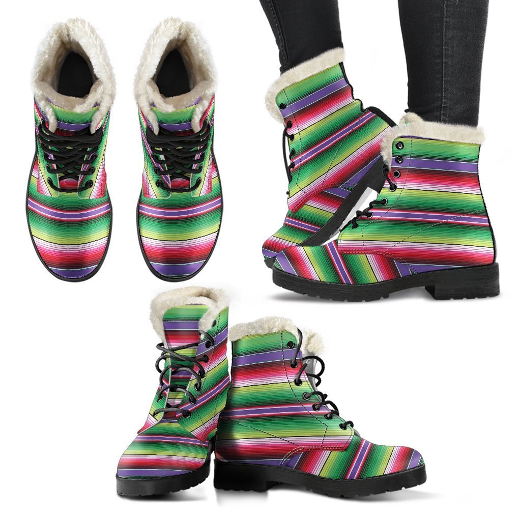 Mexican Serape Blanket Baja Pattern Print Comfy Winter Boots-grizzshop
