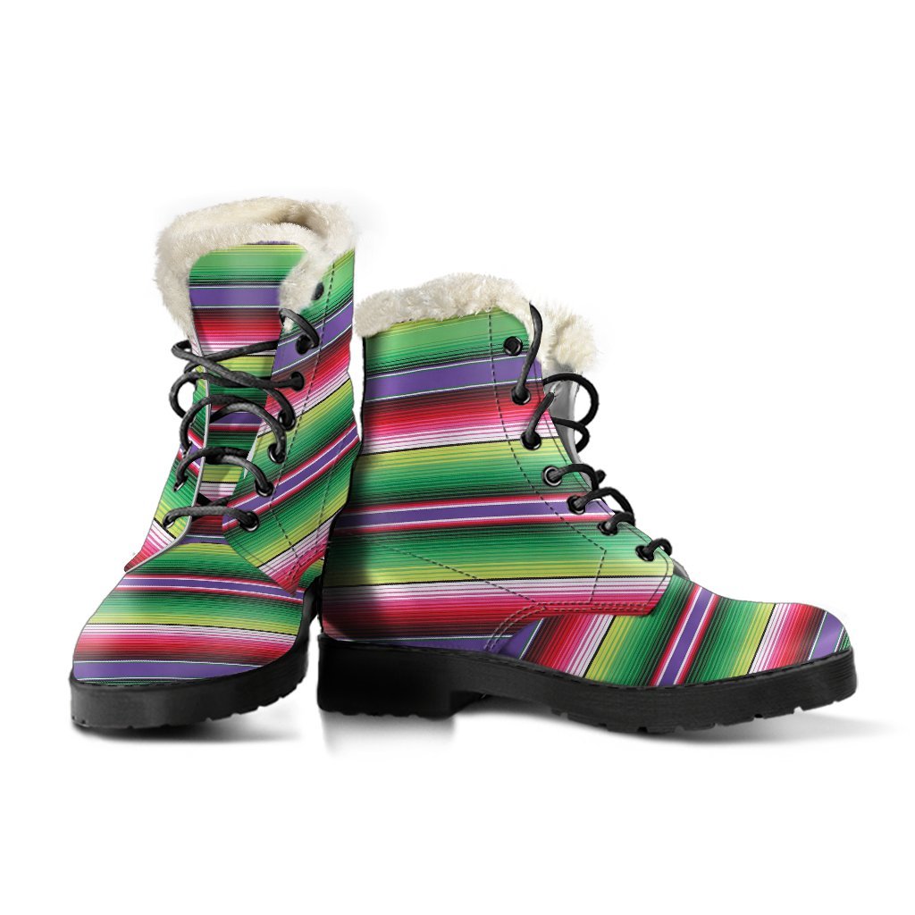Mexican Serape Blanket Baja Pattern Print Comfy Winter Boots-grizzshop