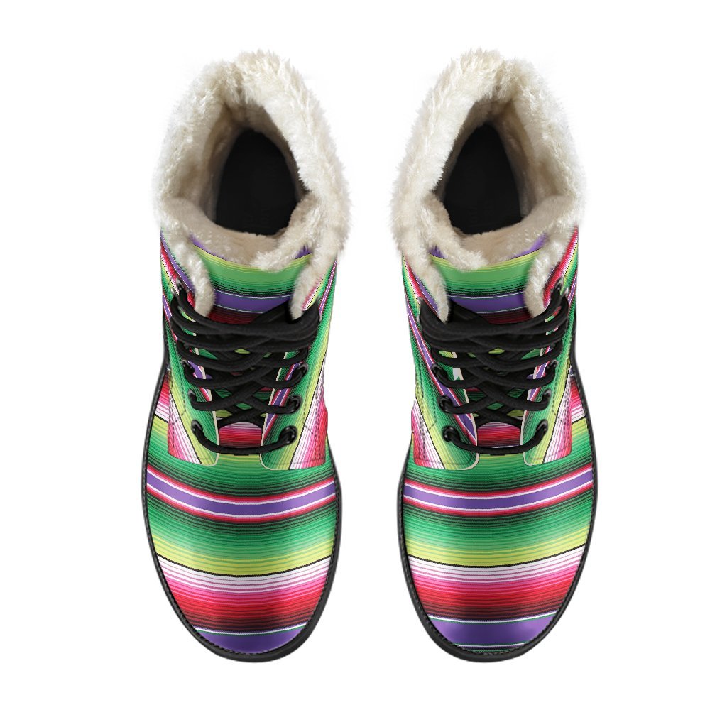Mexican Serape Blanket Baja Pattern Print Comfy Winter Boots-grizzshop