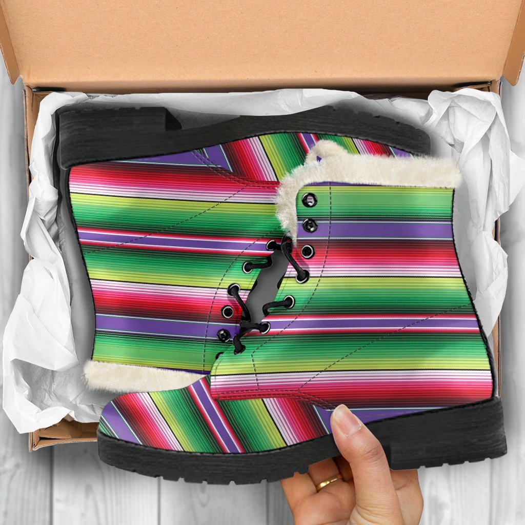 Mexican Serape Blanket Baja Pattern Print Comfy Winter Boots-grizzshop