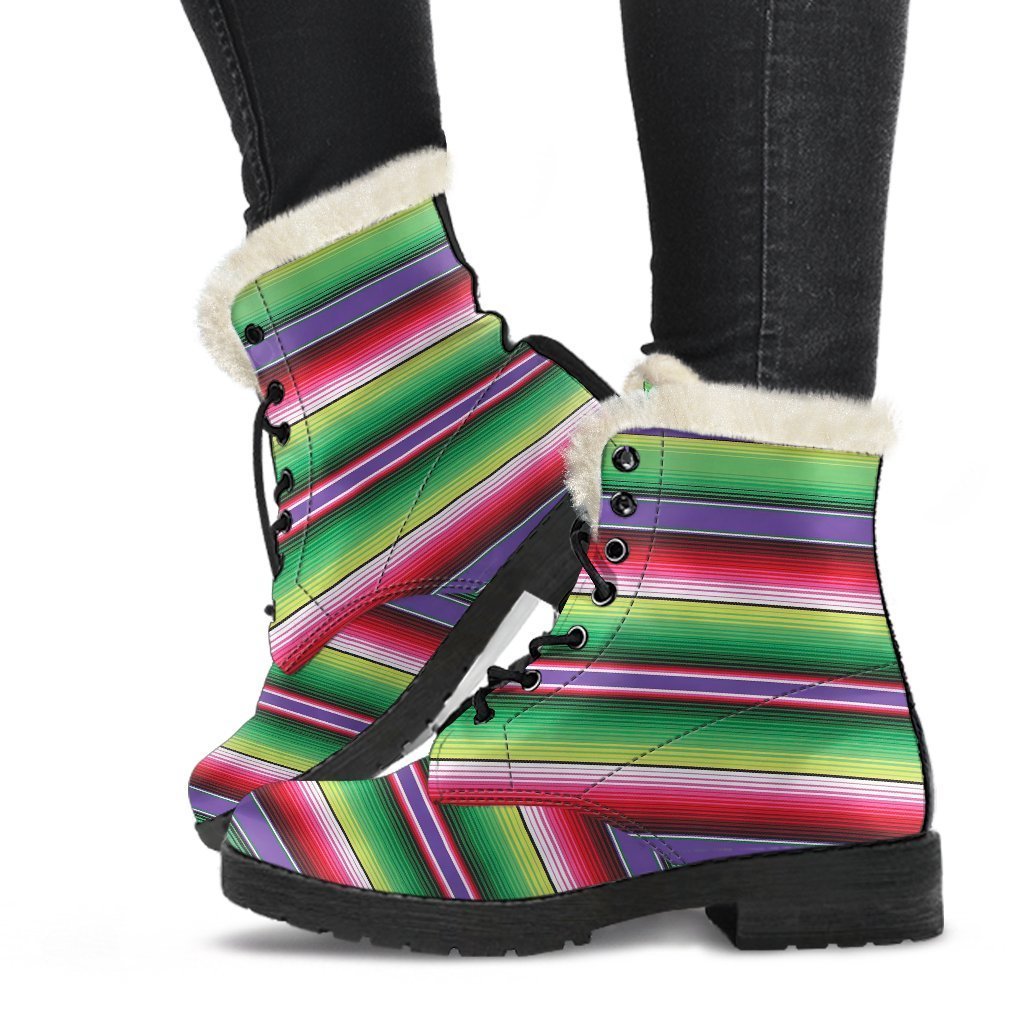 Mexican Serape Blanket Baja Pattern Print Comfy Winter Boots-grizzshop