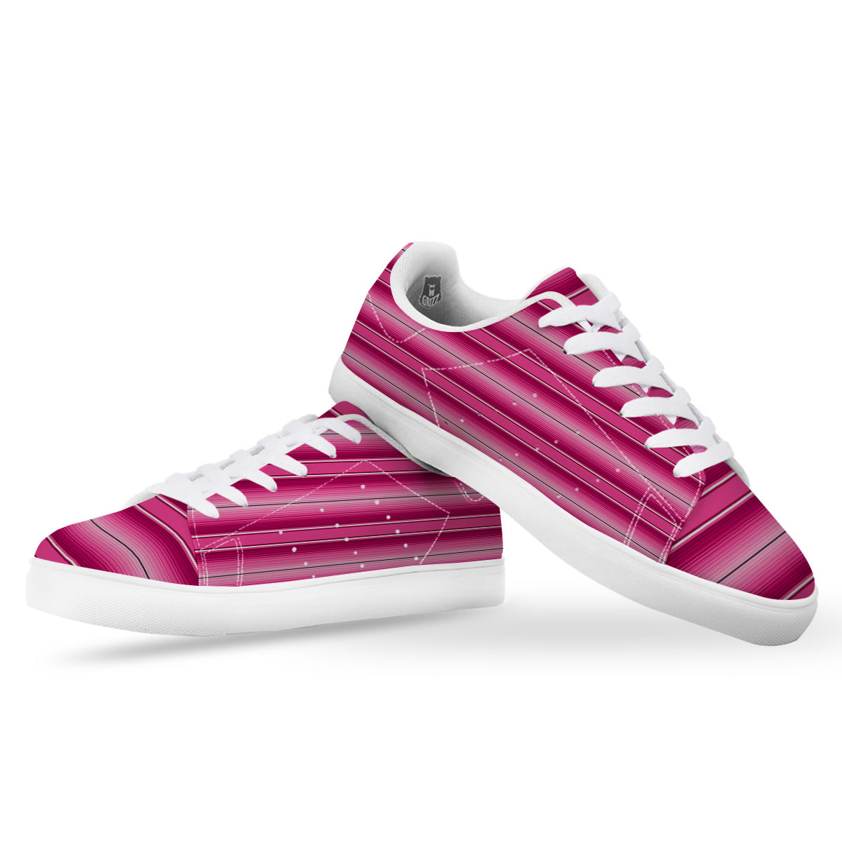 Mexican Serape Pink Print White Low Top Sneakers-grizzshop