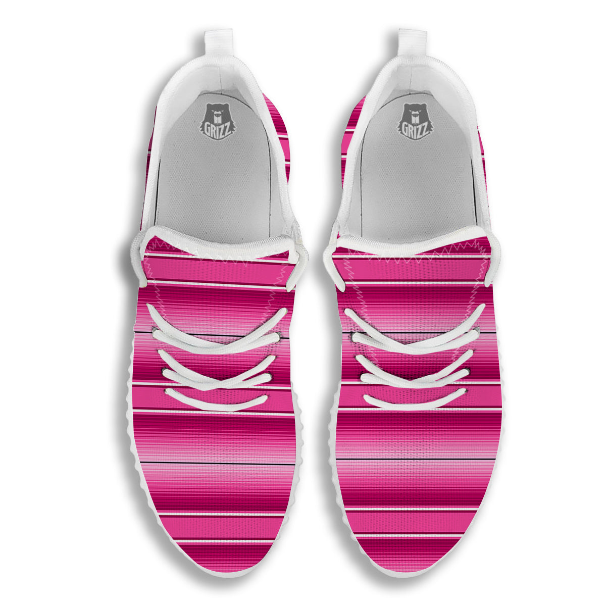 Mexican Serape Pink Print White Walking Shoes-grizzshop