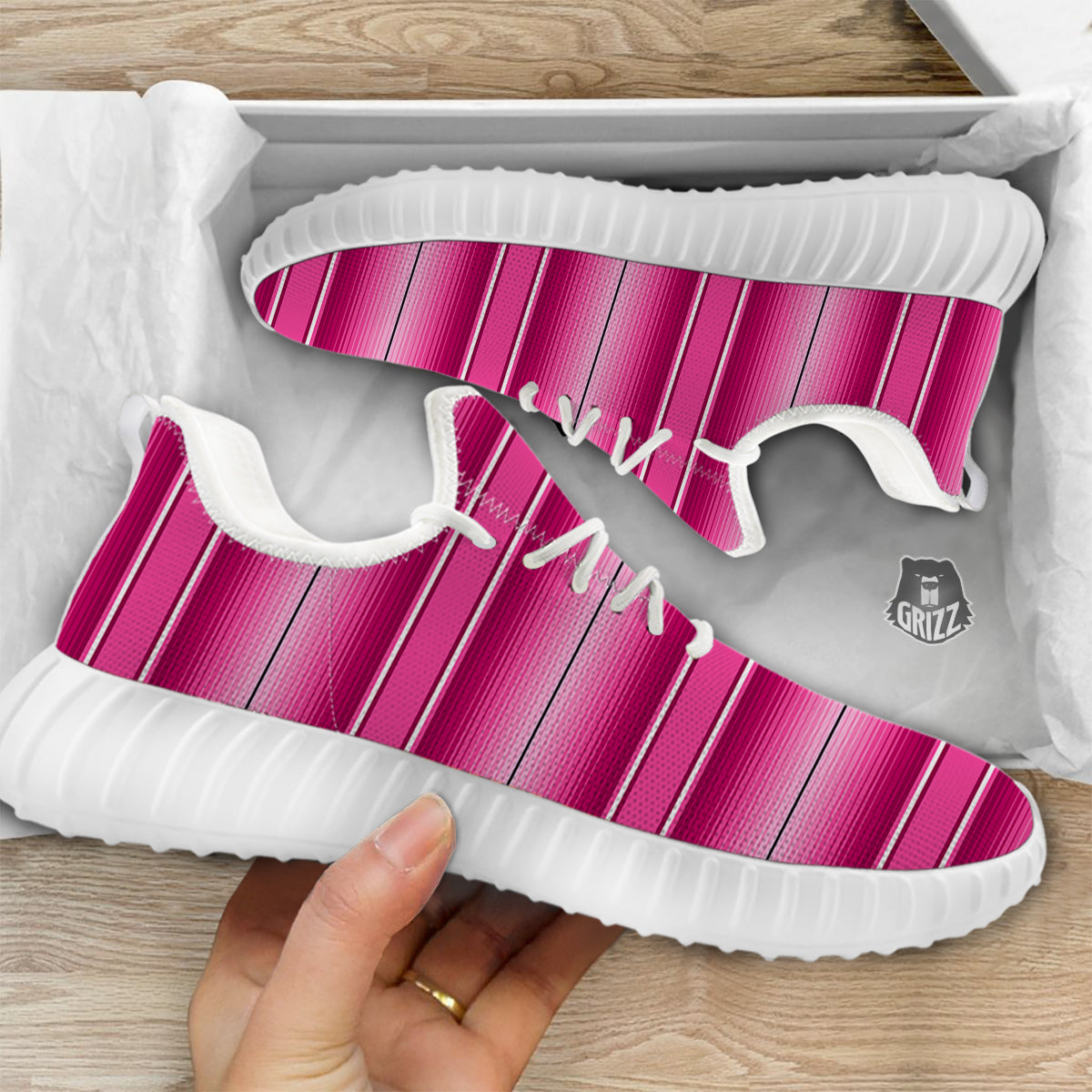 Mexican Serape Pink Print White Walking Shoes-grizzshop