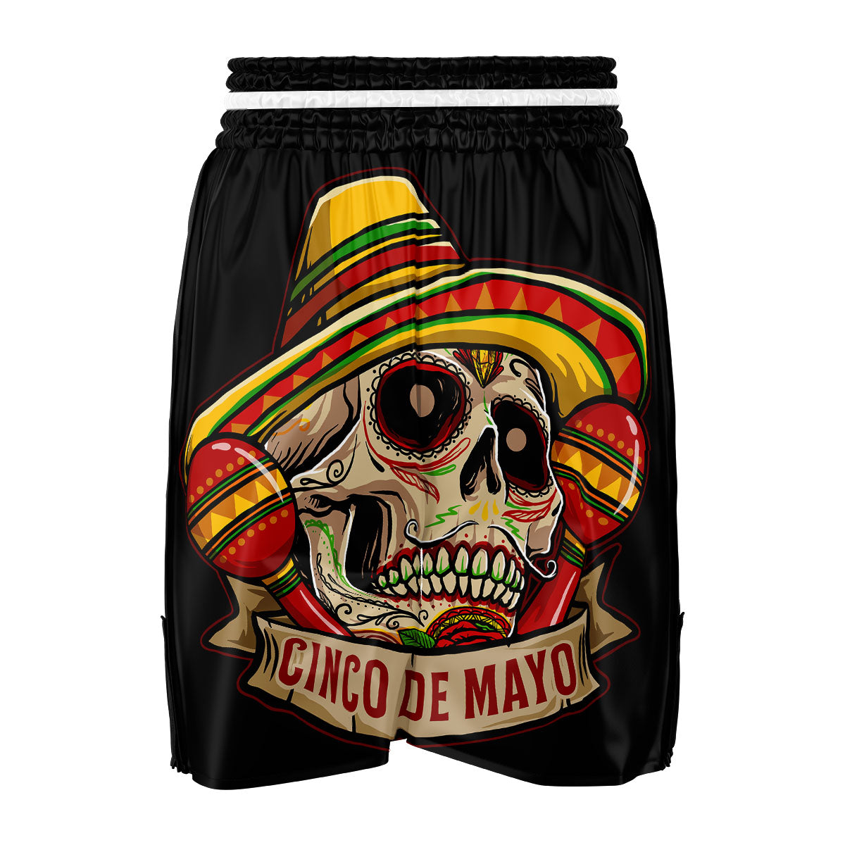 Mexican Skull Cinco de Mayo Print Boxing Shorts-grizzshop