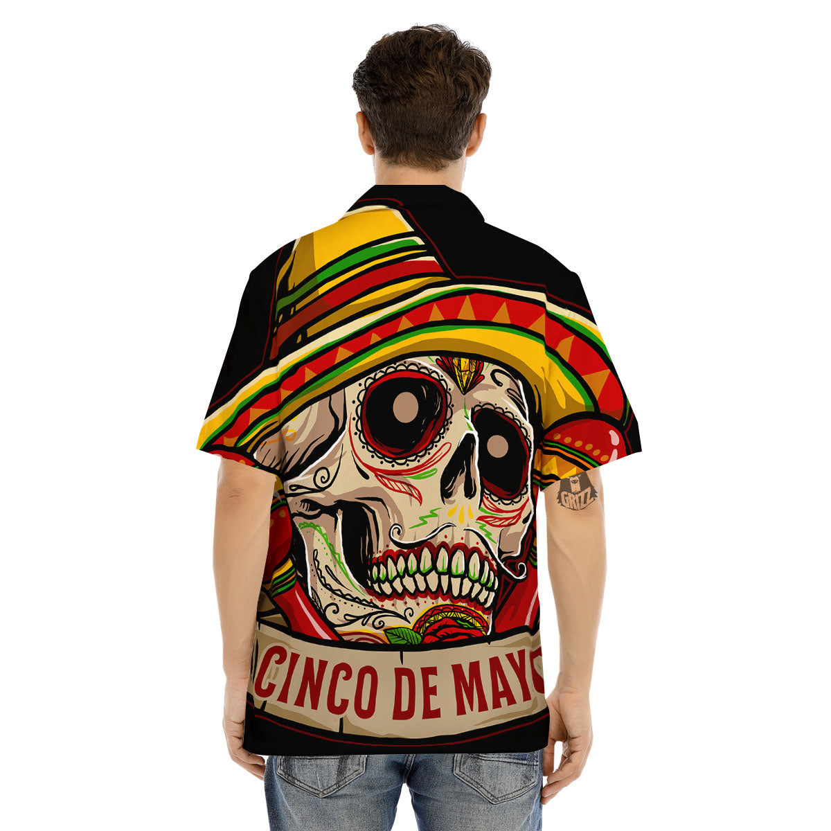 Mexican Skull Cinco de Mayo Print Men's Hawaiian Shirt-grizzshop