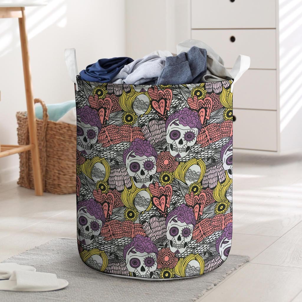 Mexican Skull Laundry Basket-grizzshop