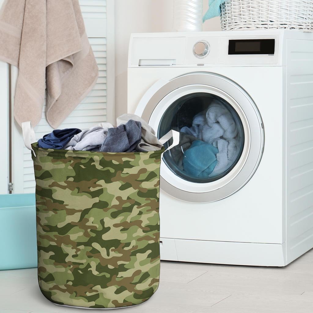 Military Green Camo Print Laundry Basket-grizzshop