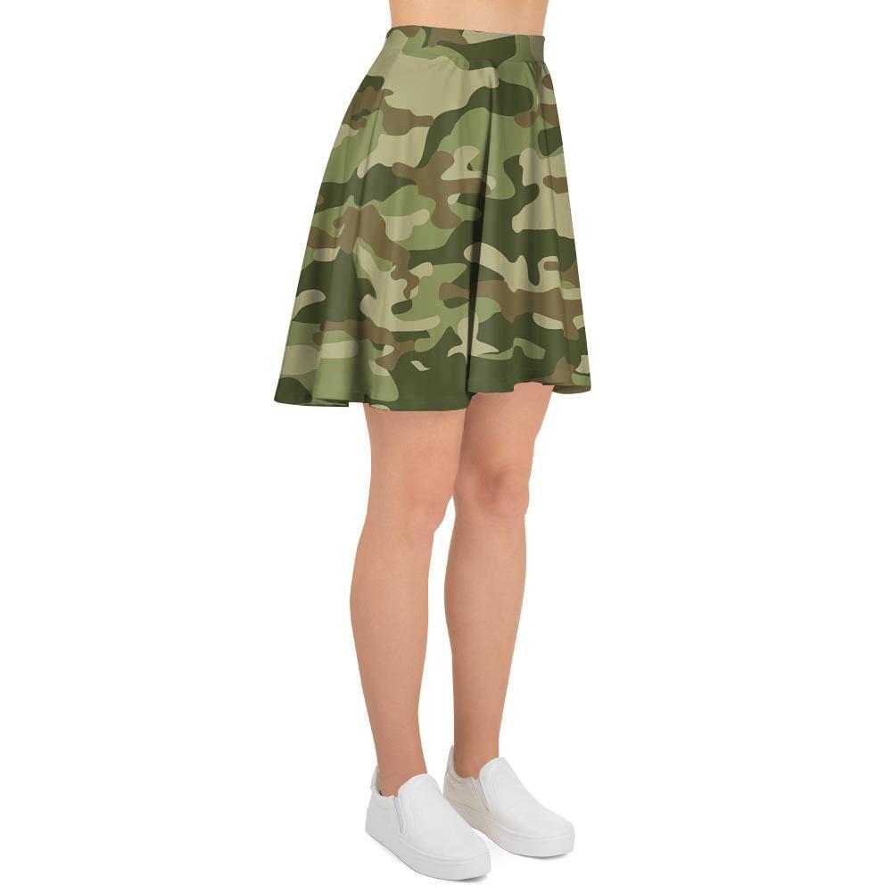 Military Green Camo Print Women's Skirt-grizzshop
