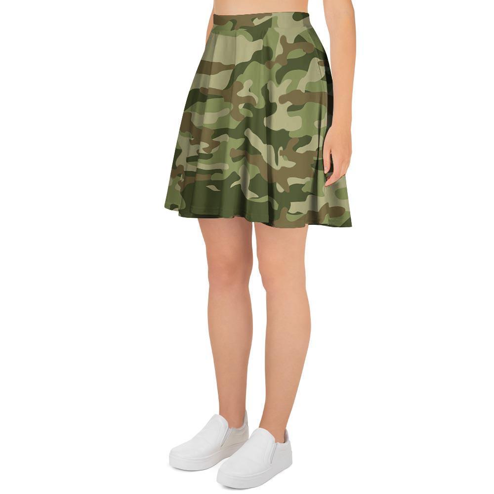 Military Green Camo Print Women's Skirt-grizzshop