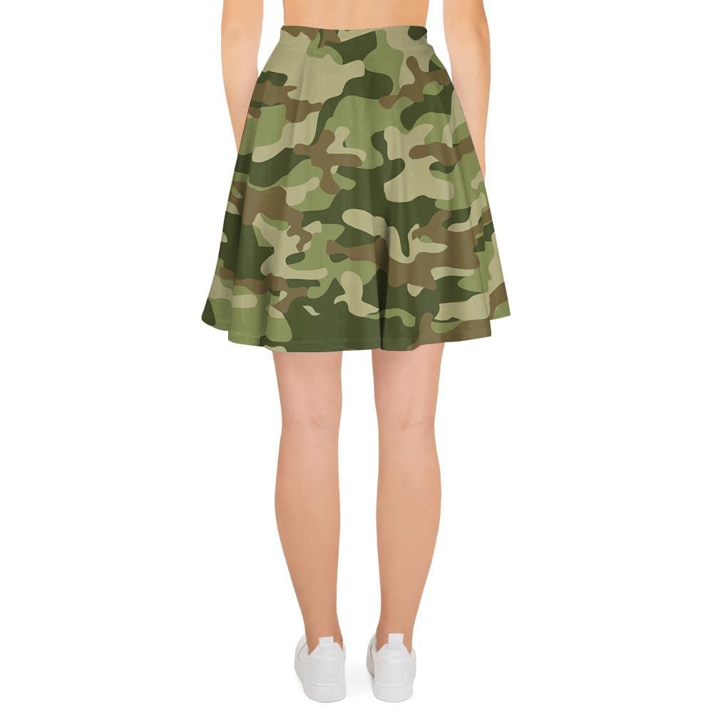Military Green Camo Print Women's Skirt-grizzshop