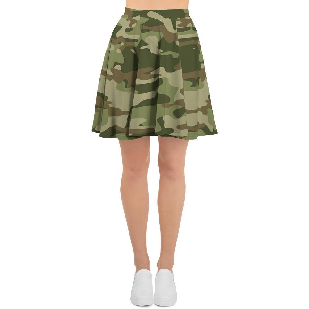 Military Green Camo Print Women's Skirt-grizzshop