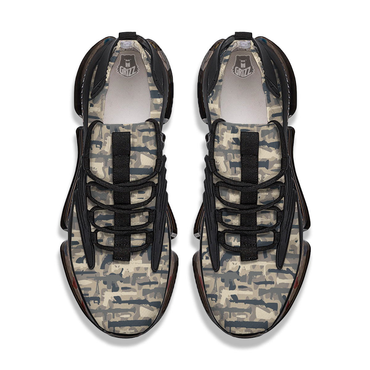Military Gun Air Force Camo Print Black Gym Shoes-grizzshop