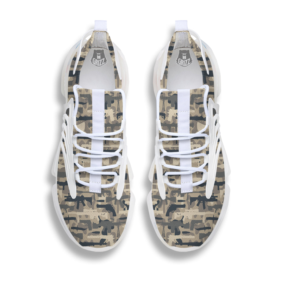 Military Gun Air Force Camo Print White Gym Shoes-grizzshop