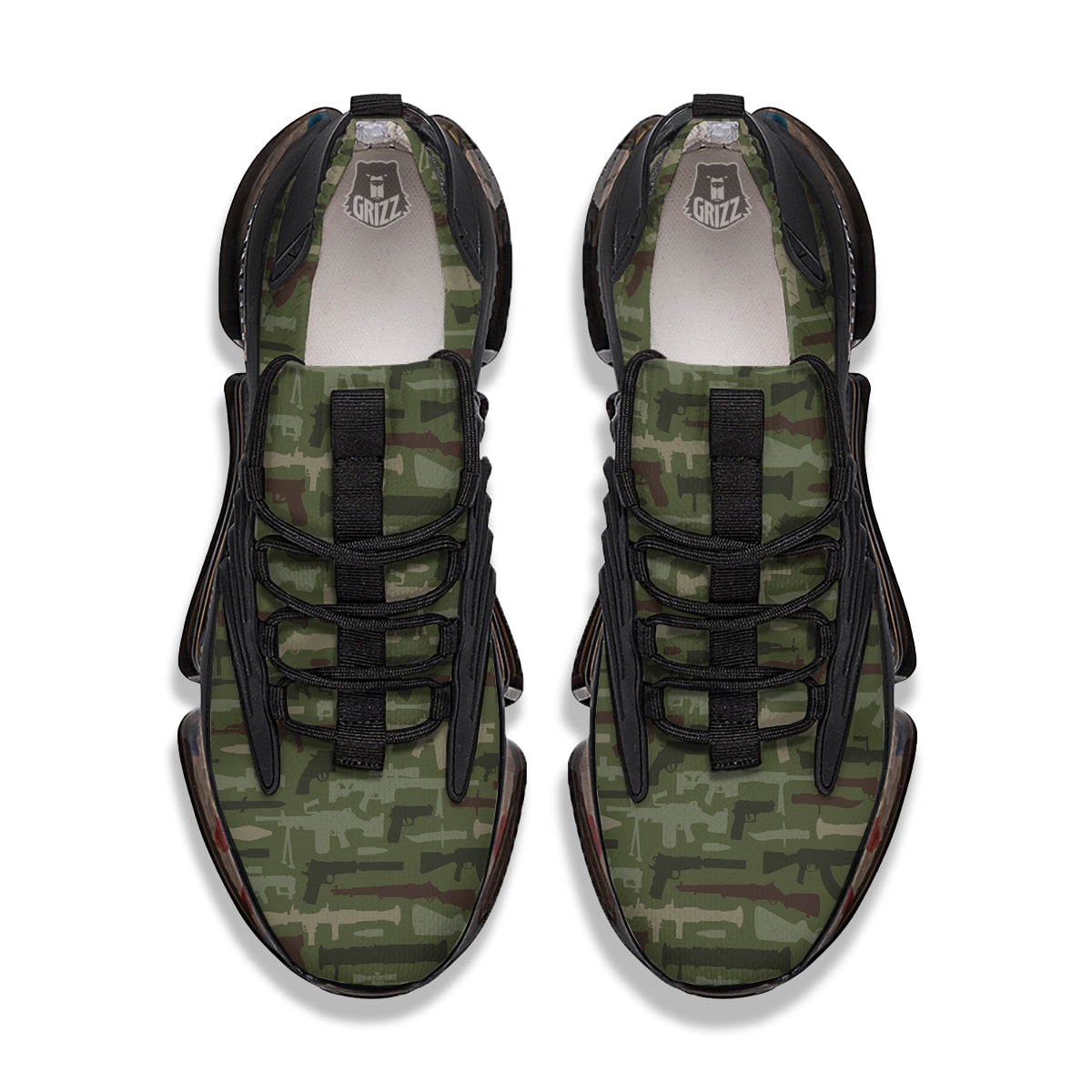 Military Gun Camo Print Black Gym Shoes-grizzshop