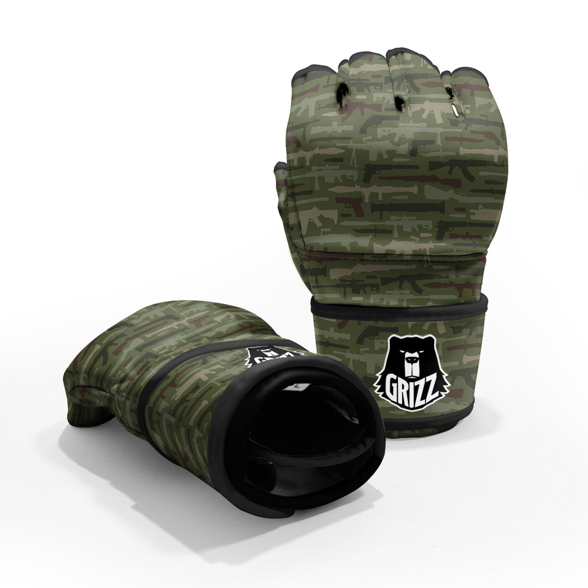 Military Gun Camo Print MMA Gloves-grizzshop