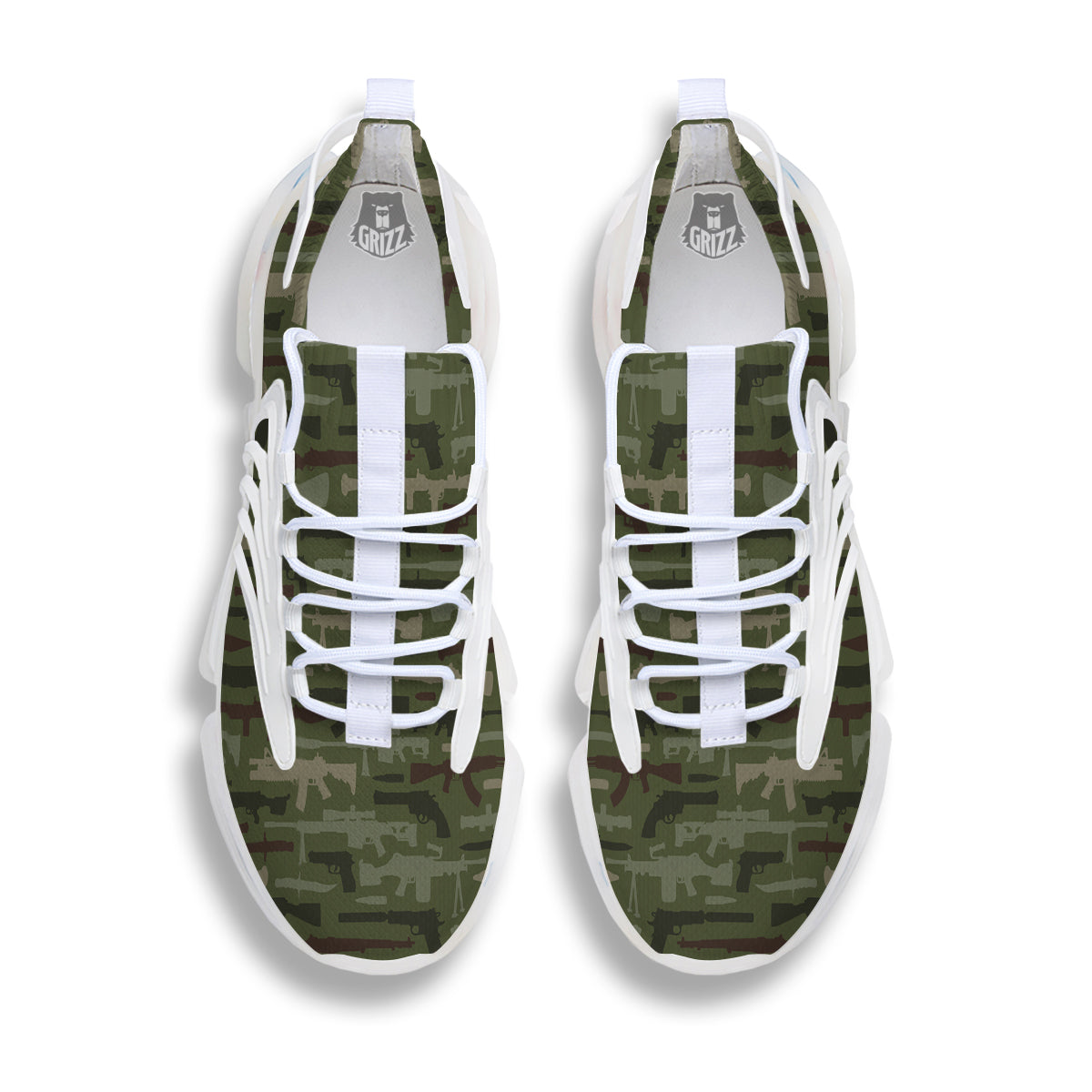 Military Gun Camo Print White Gym Shoes-grizzshop