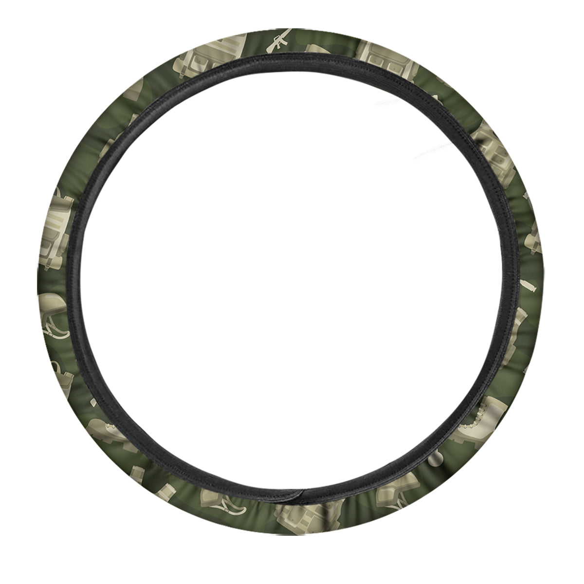 Military Helmet Backpack Print Pattern Car Steering Wheel Cover-grizzshop