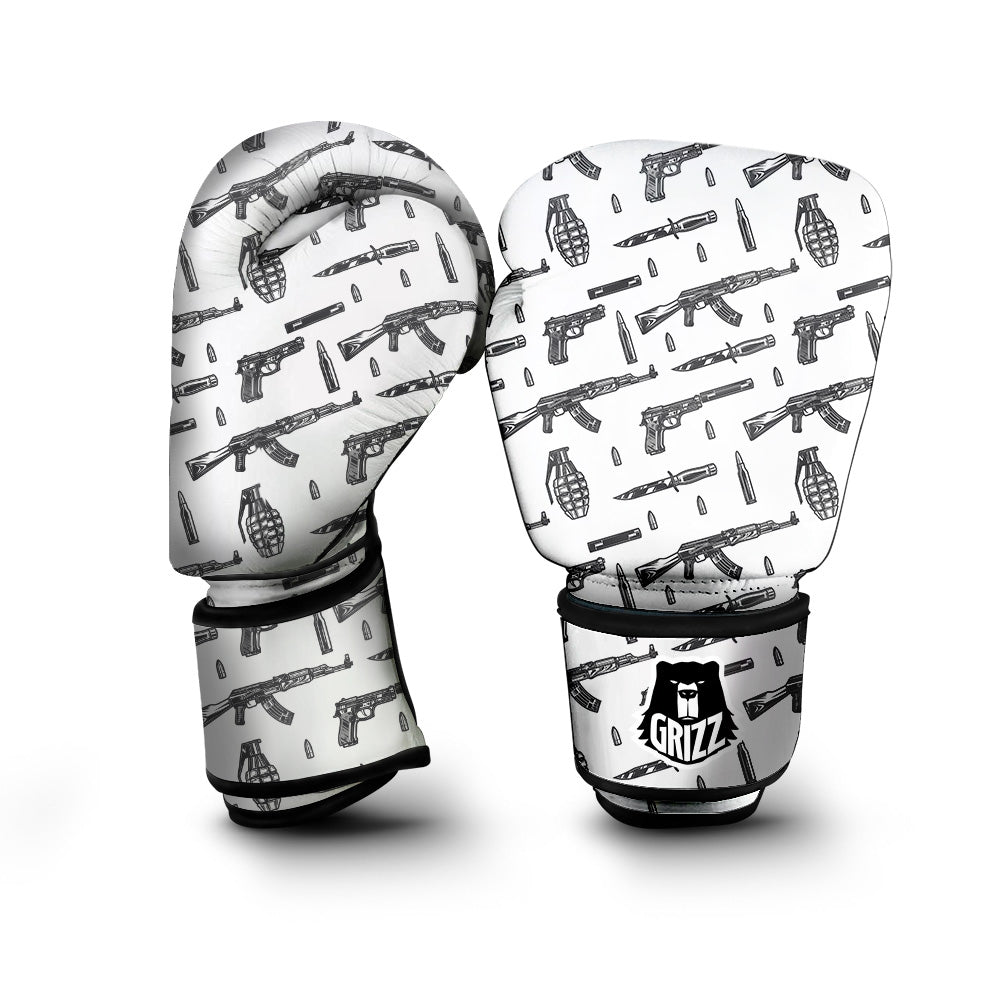 Military Weapon Vintage Print Pattern Boxing Gloves-grizzshop