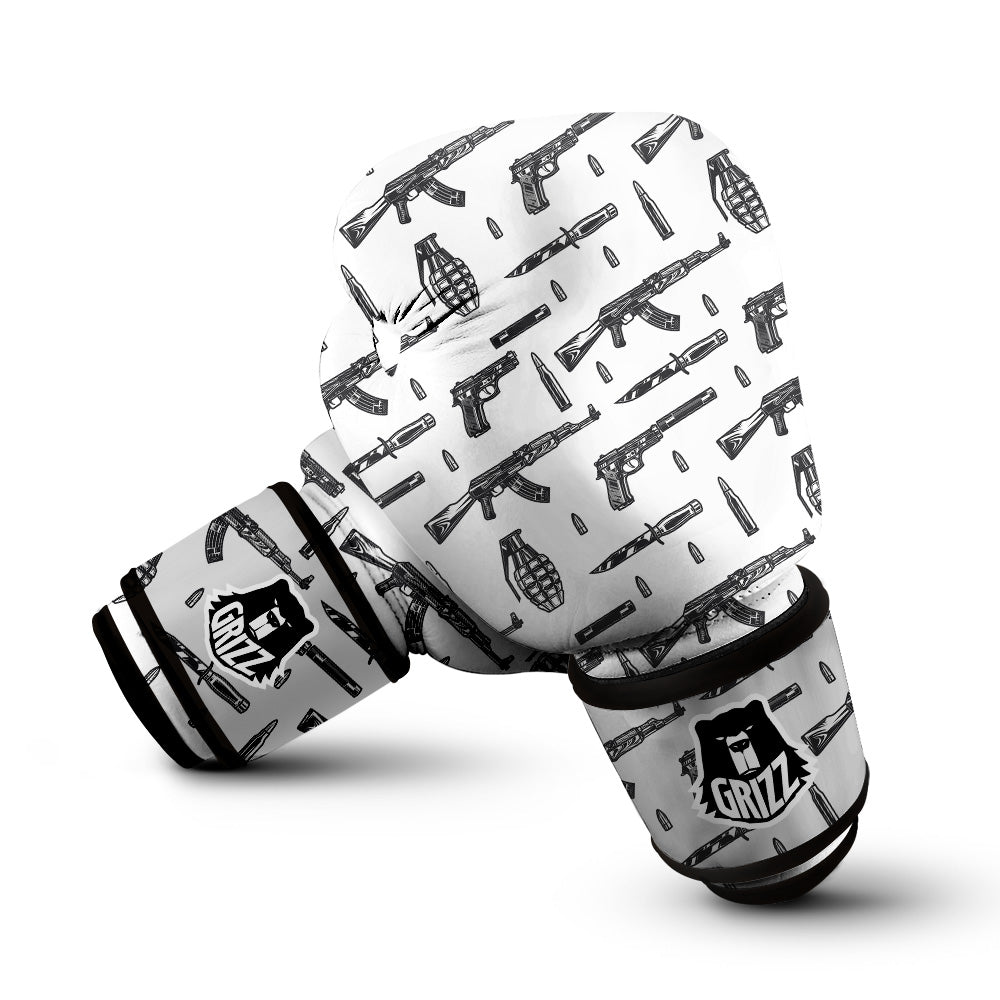 Military Weapon Vintage Print Pattern Boxing Gloves-grizzshop