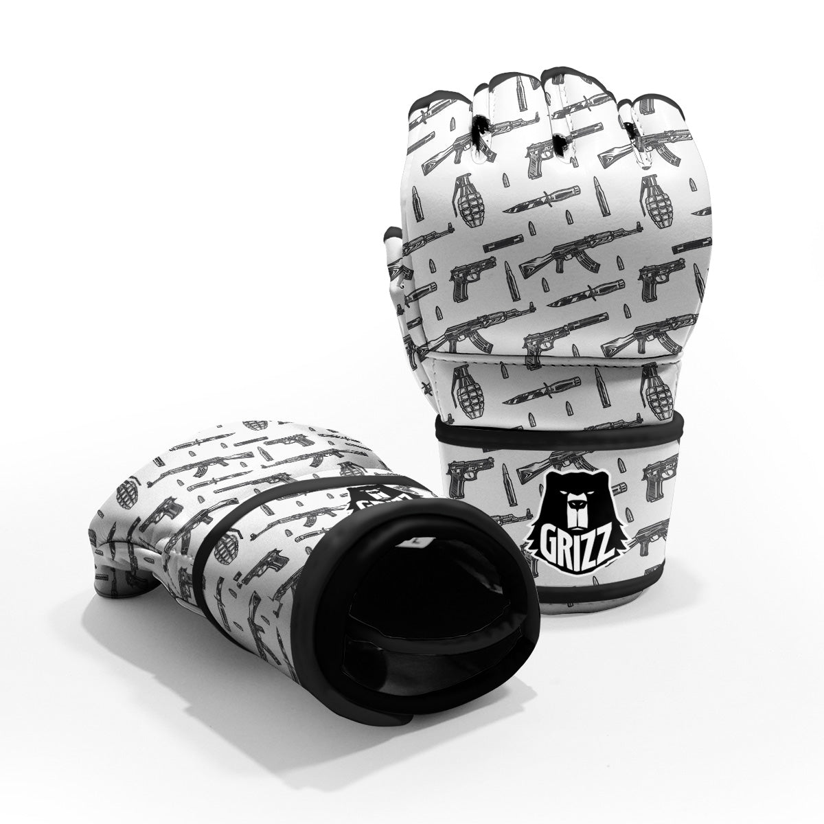 Military Weapon Vintage Print Pattern MMA Gloves-grizzshop