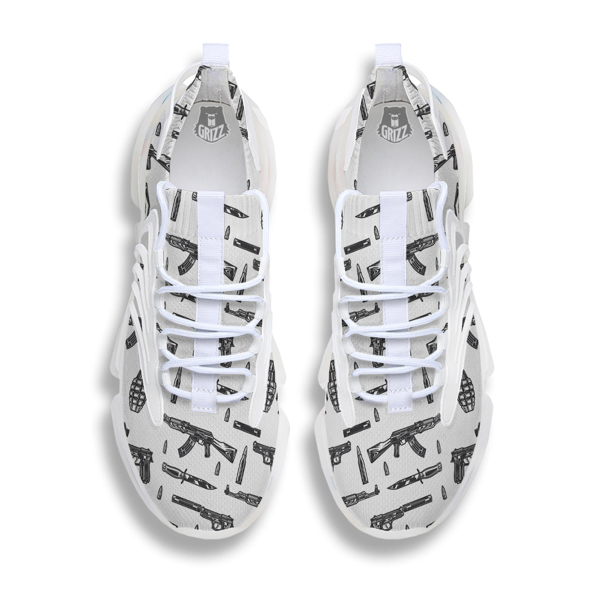 Military Weapon Vintage Print Pattern White Gym Shoes-grizzshop