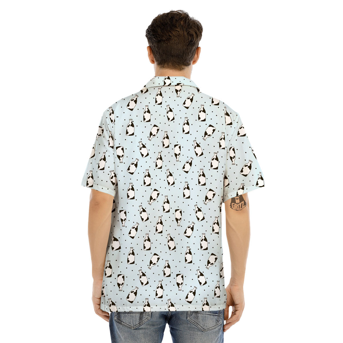 Milk Bottle Cow Print Pattern Men's Hawaiian Shirt-grizzshop