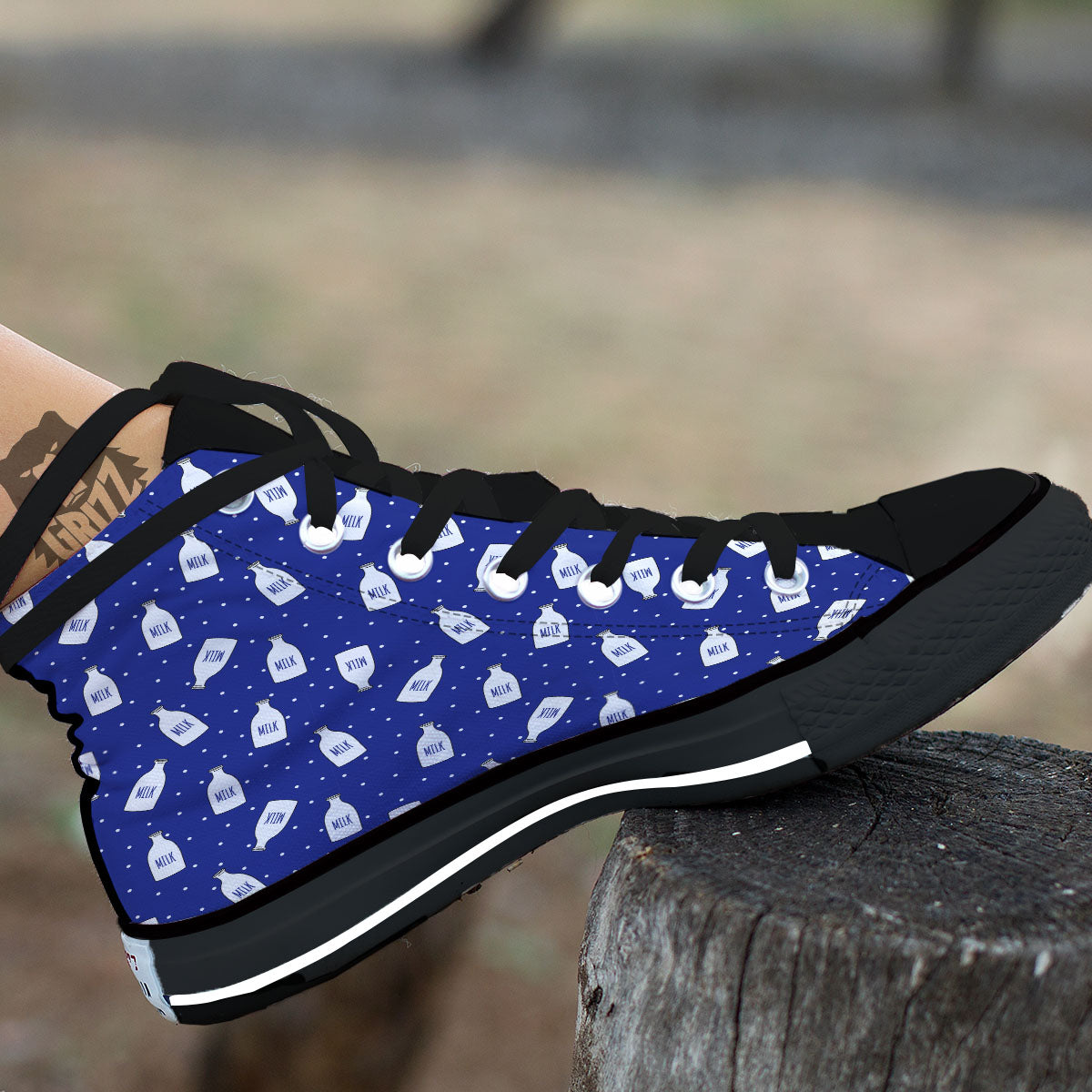 Milk Pattern Print High Top Shoes-grizzshop