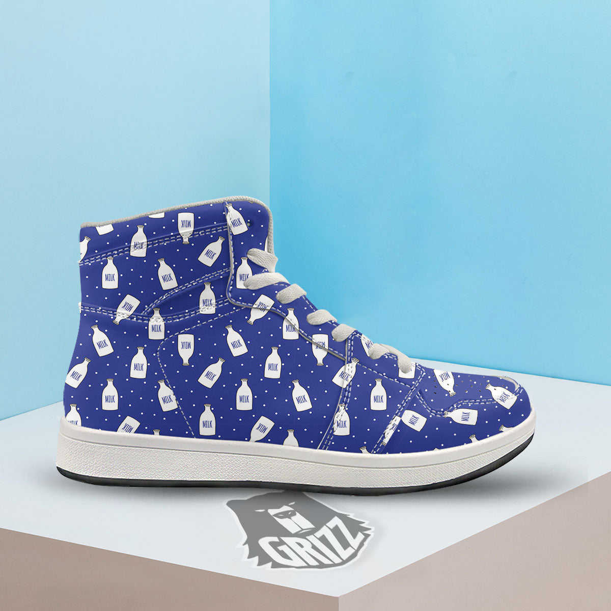 Milk Pattern Print High Top Sneakers-grizzshop
