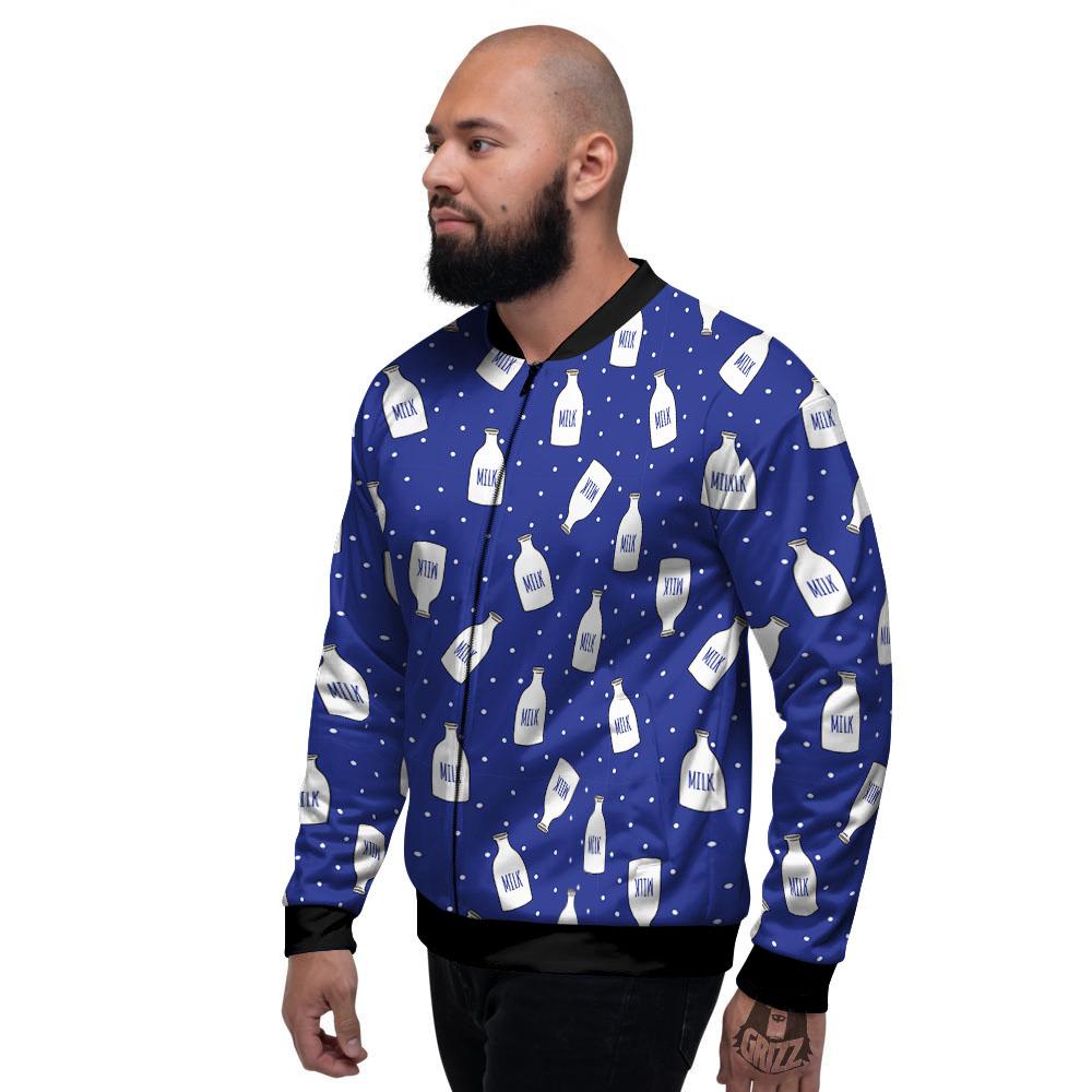 Milk Pattern Print Men's Bomber Jacket-grizzshop