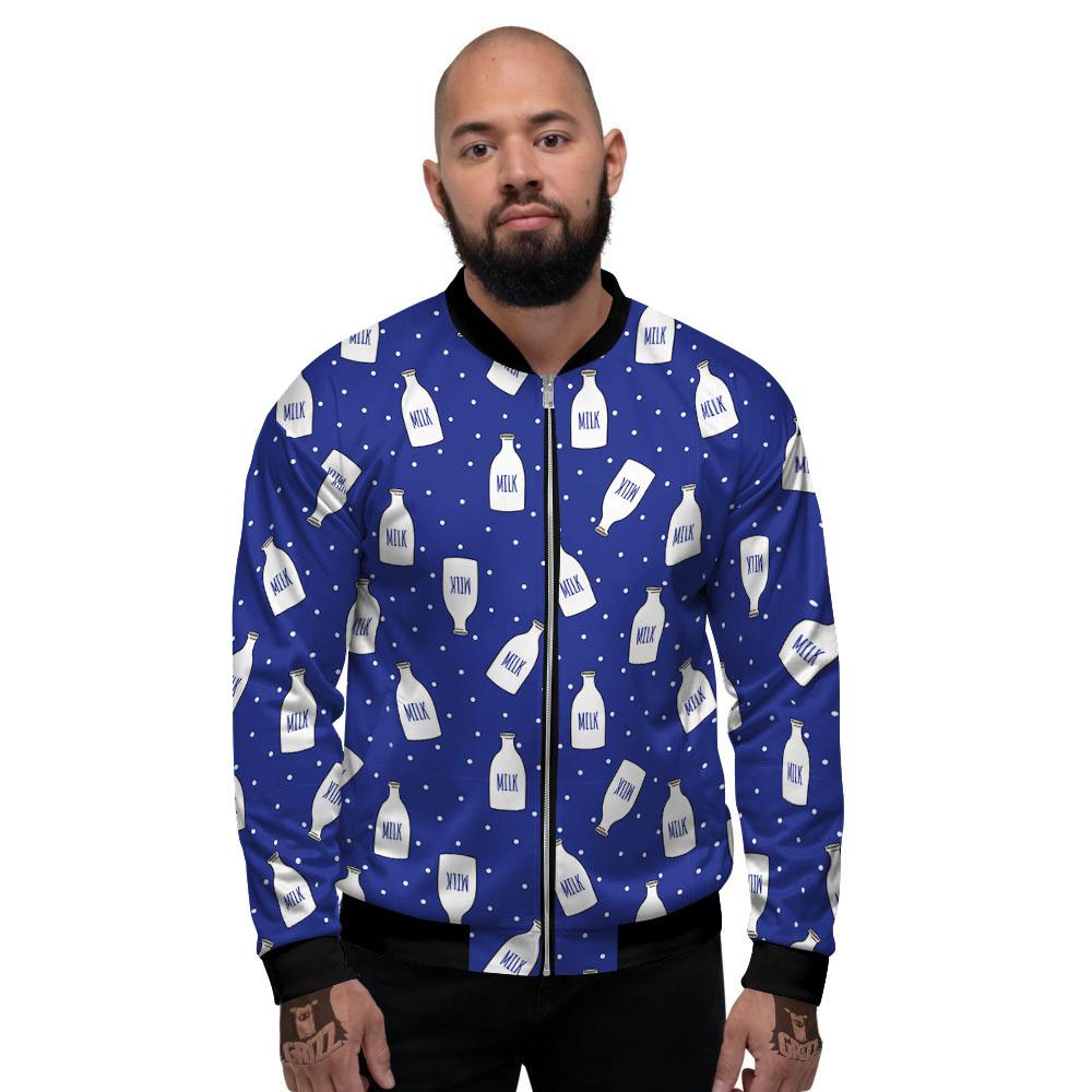 Milk Pattern Print Men's Bomber Jacket-grizzshop
