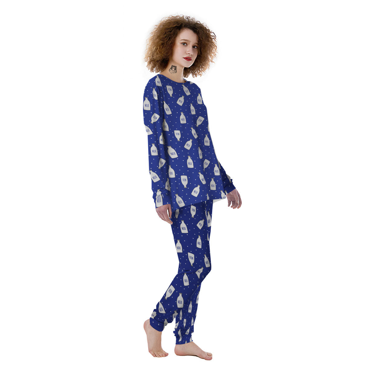 Milk Pattern Print Women's Pajamas-grizzshop