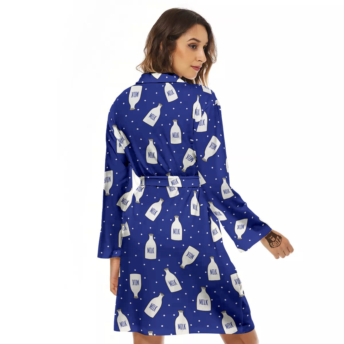 Milk Pattern Print Women's Robe-grizzshop