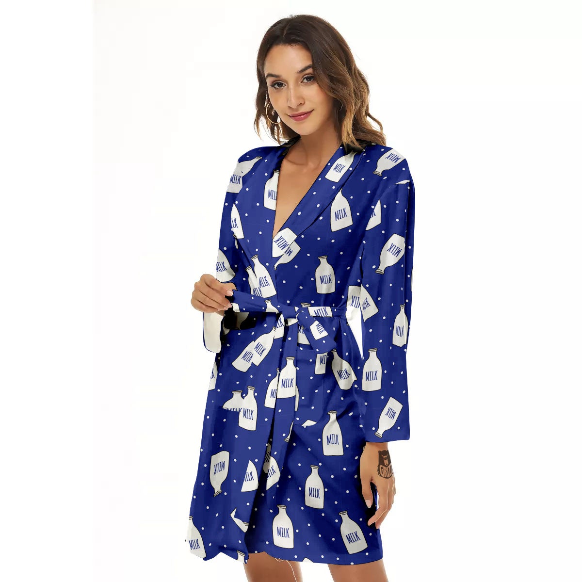 Milk Pattern Print Women's Robe-grizzshop