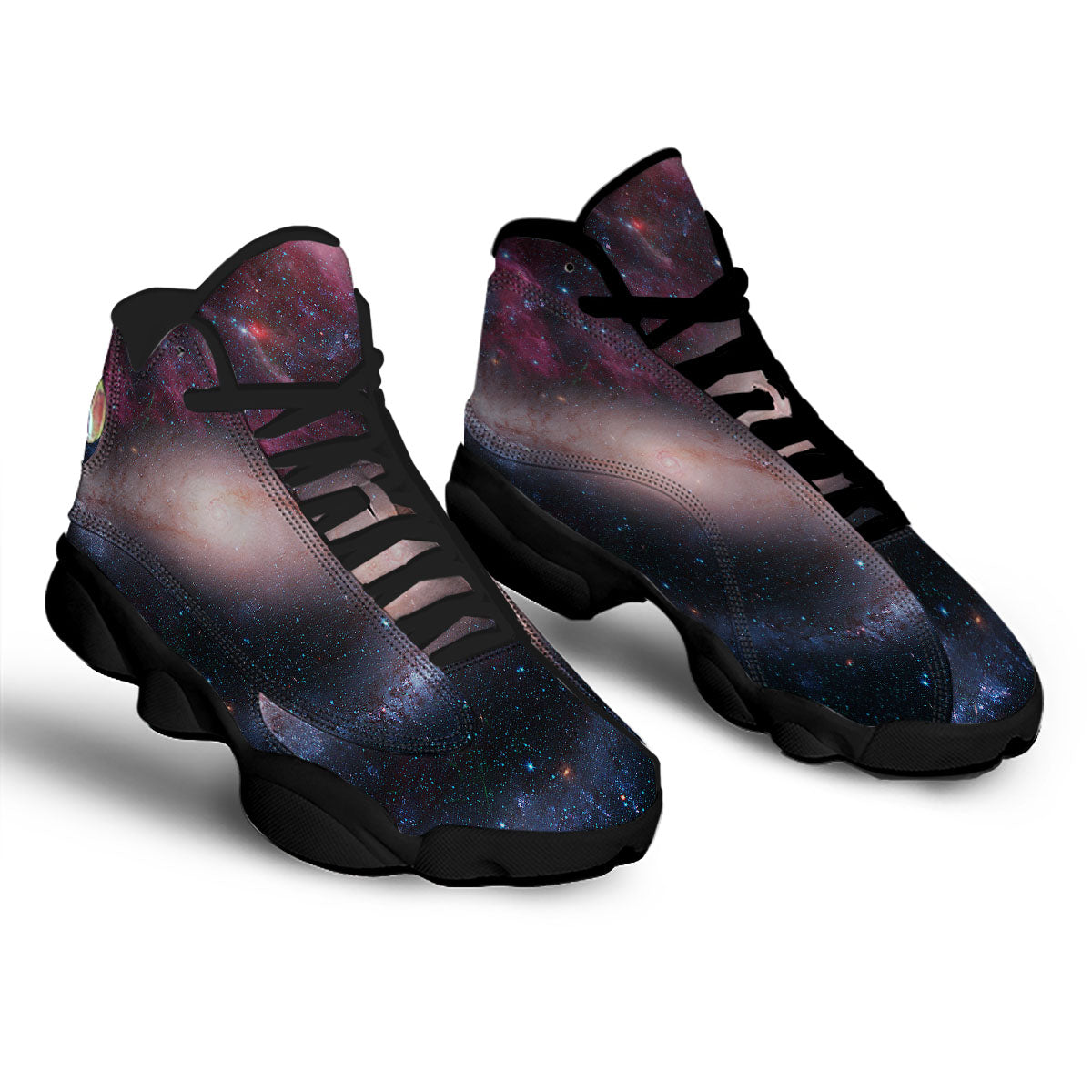 Milky Way Deep Space Print Black Basketball Shoes-grizzshop