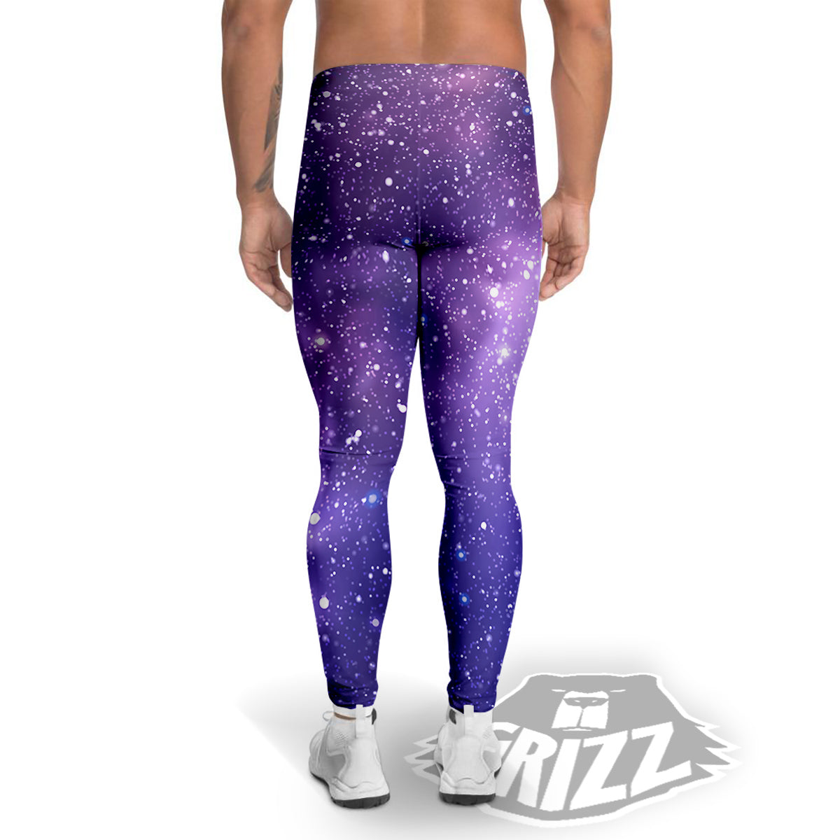 Milky Way Galaxy Space Dark Purple Print Men's Leggings-grizzshop