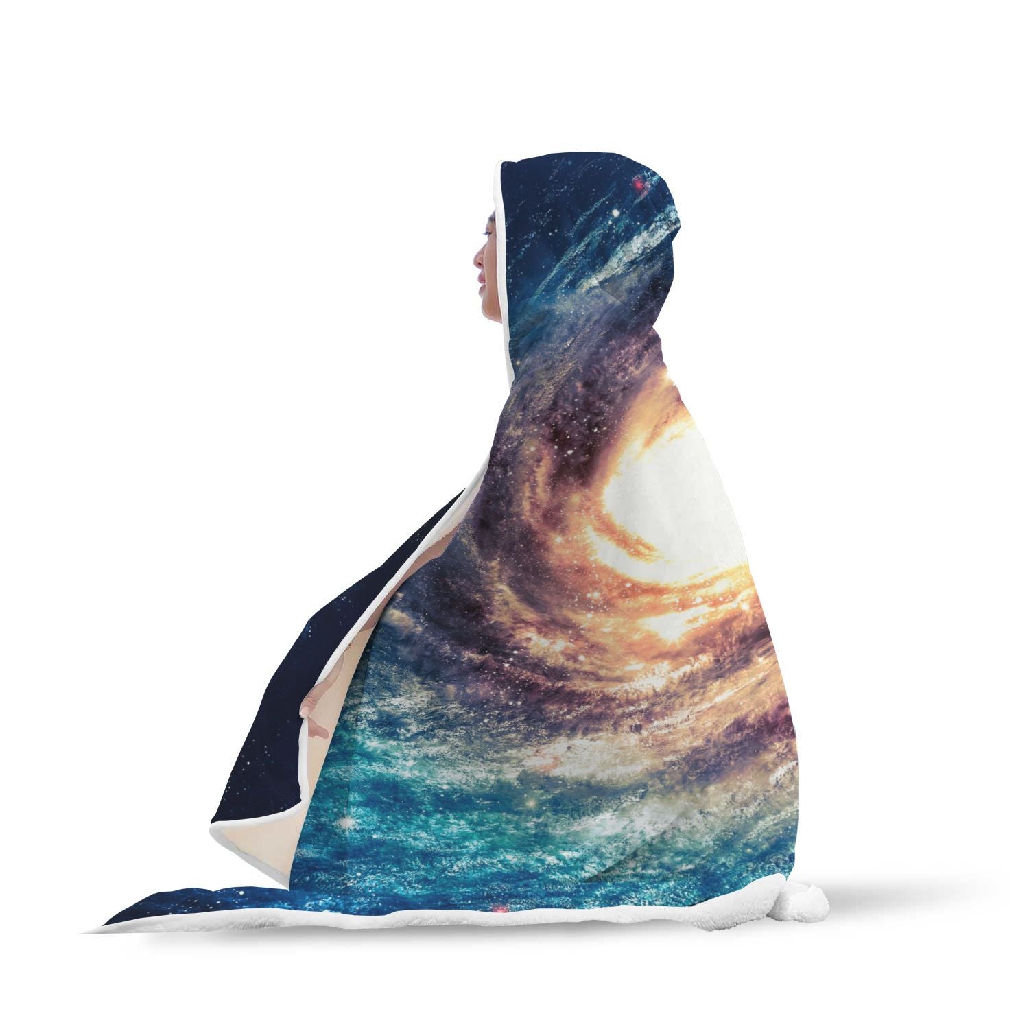 Milky Way Galaxy Space Print Hooded Blanket-grizzshop