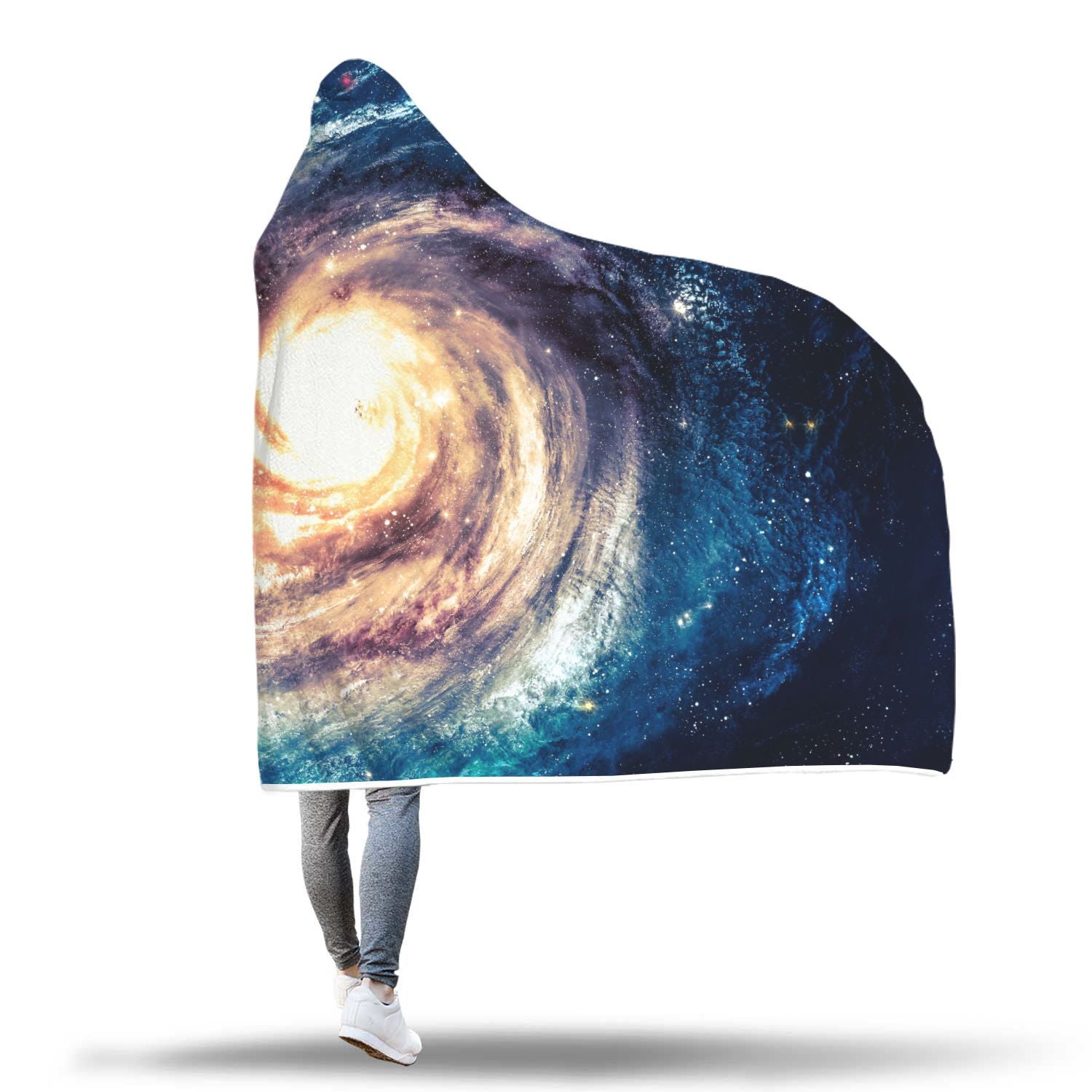 Milky Way Galaxy Space Print Hooded Blanket-grizzshop