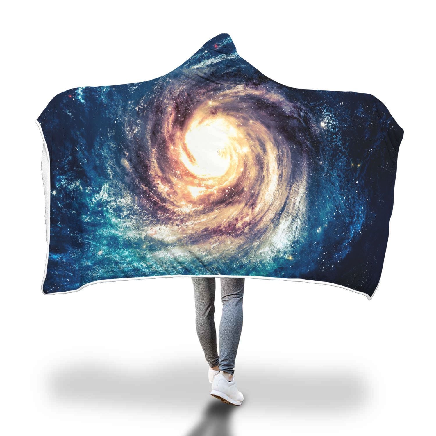 Milky Way Galaxy Space Print Hooded Blanket-grizzshop