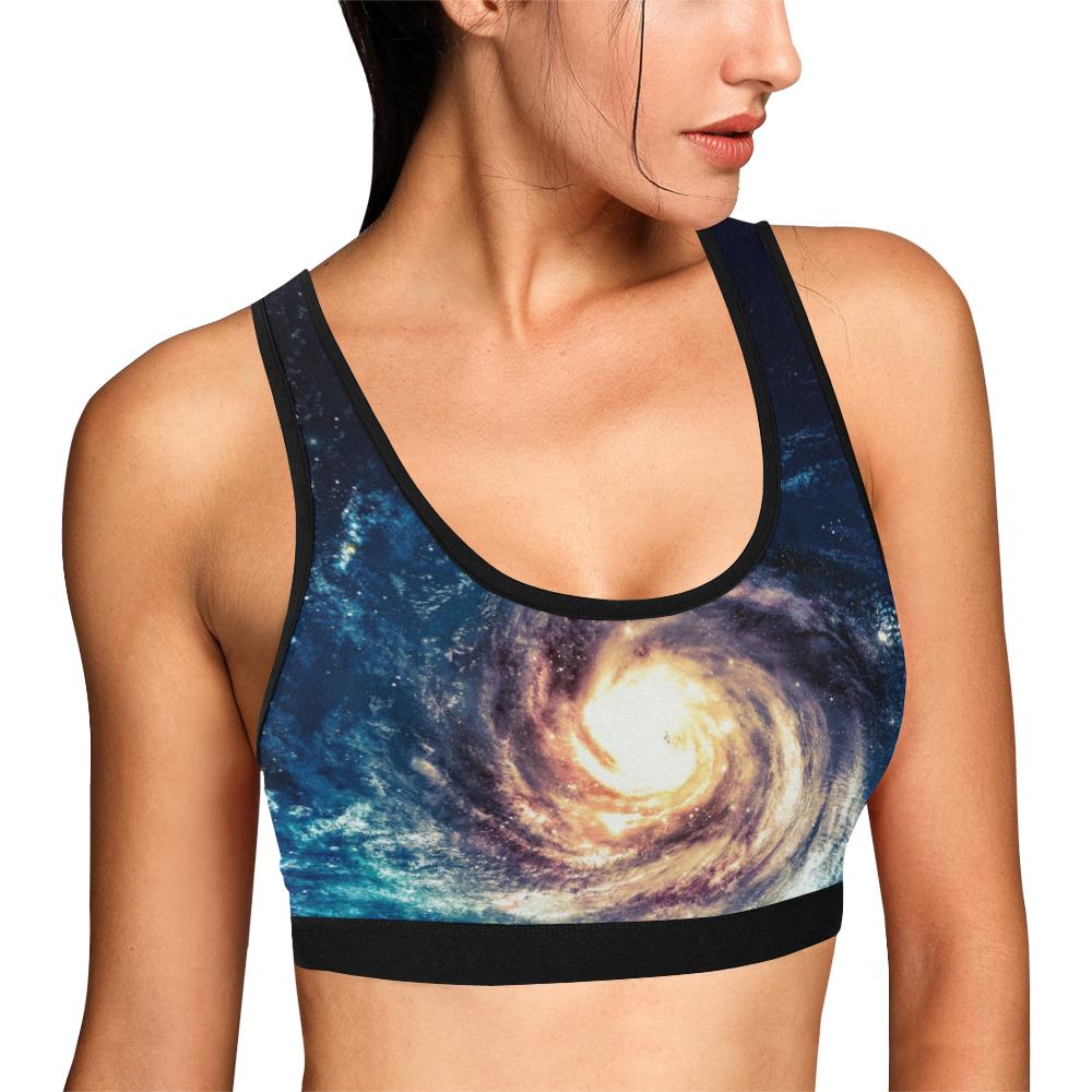 Milky Way Galaxy Space Print Women Sports Bra-grizzshop