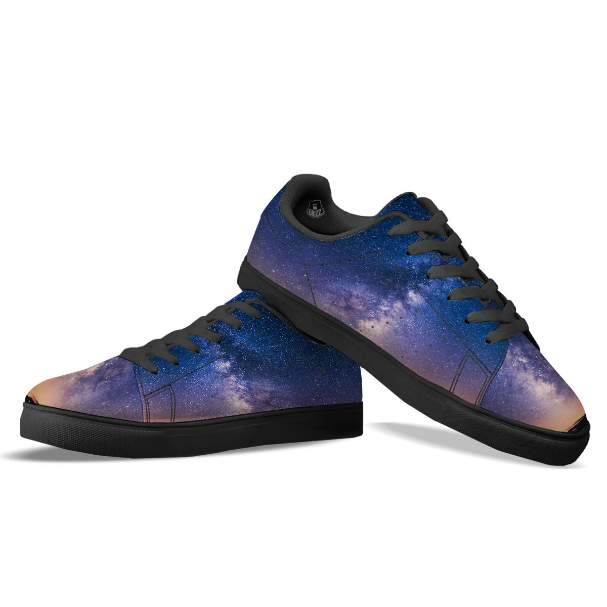 Milky Way Night Sky Print Black Low Top Sneakers-grizzshop