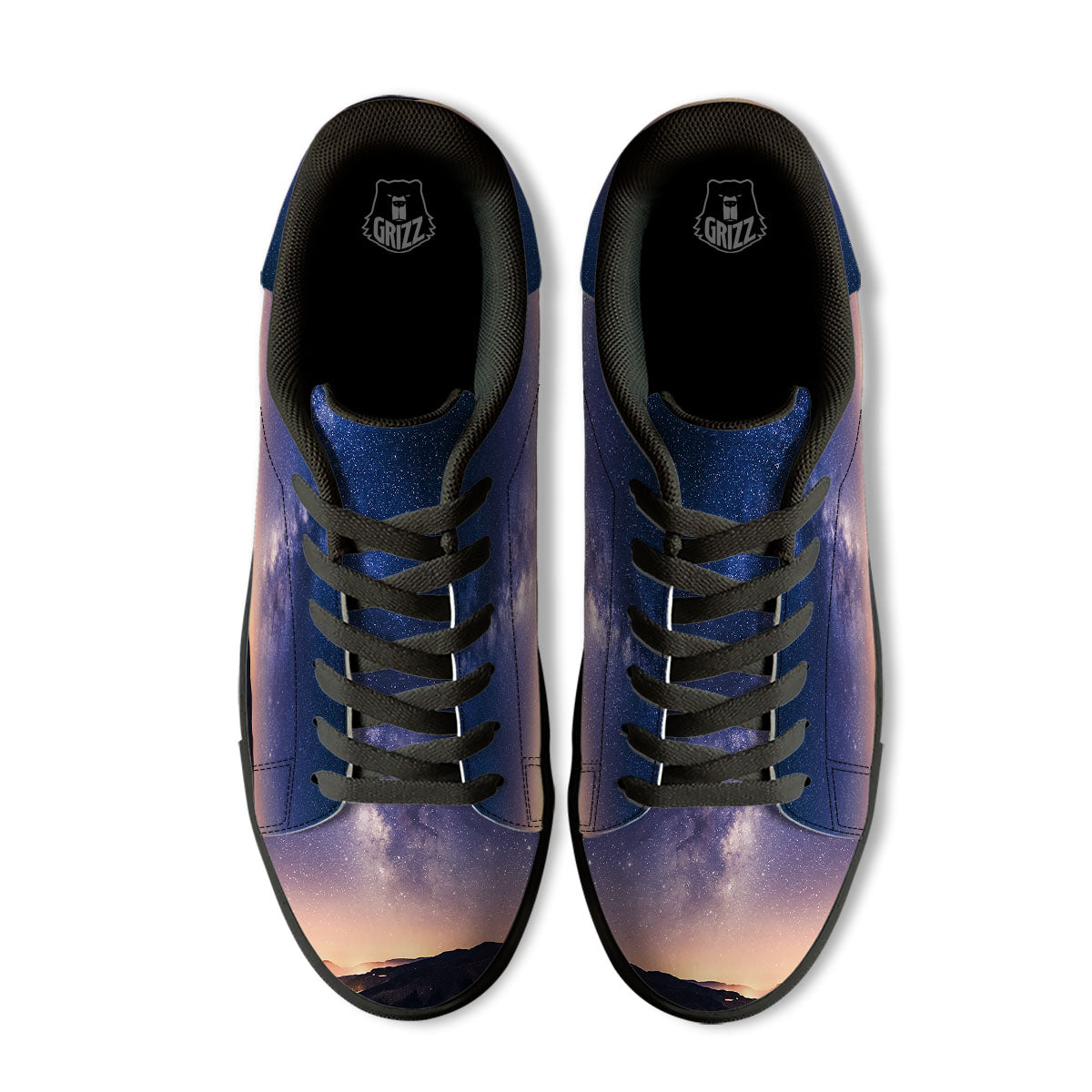 Milky Way Night Sky Print Black Low Top Sneakers-grizzshop