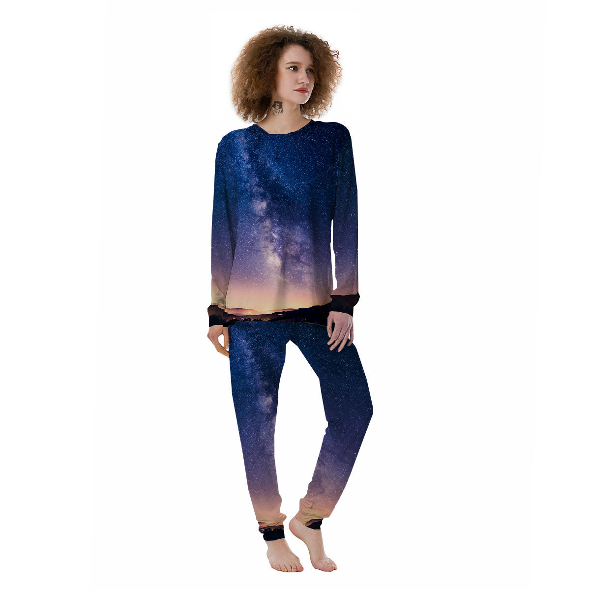 Milky Way Night Sky Print Women's Pajamas-grizzshop
