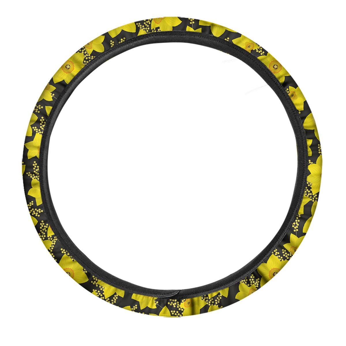 Mimosa And Daffodil Print Pattern Car Steering Wheel Cover-grizzshop