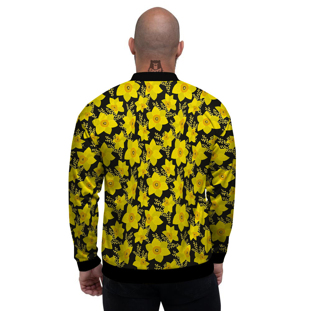Mimosa And Daffodil Print Pattern Men's Bomber Jacket-grizzshop
