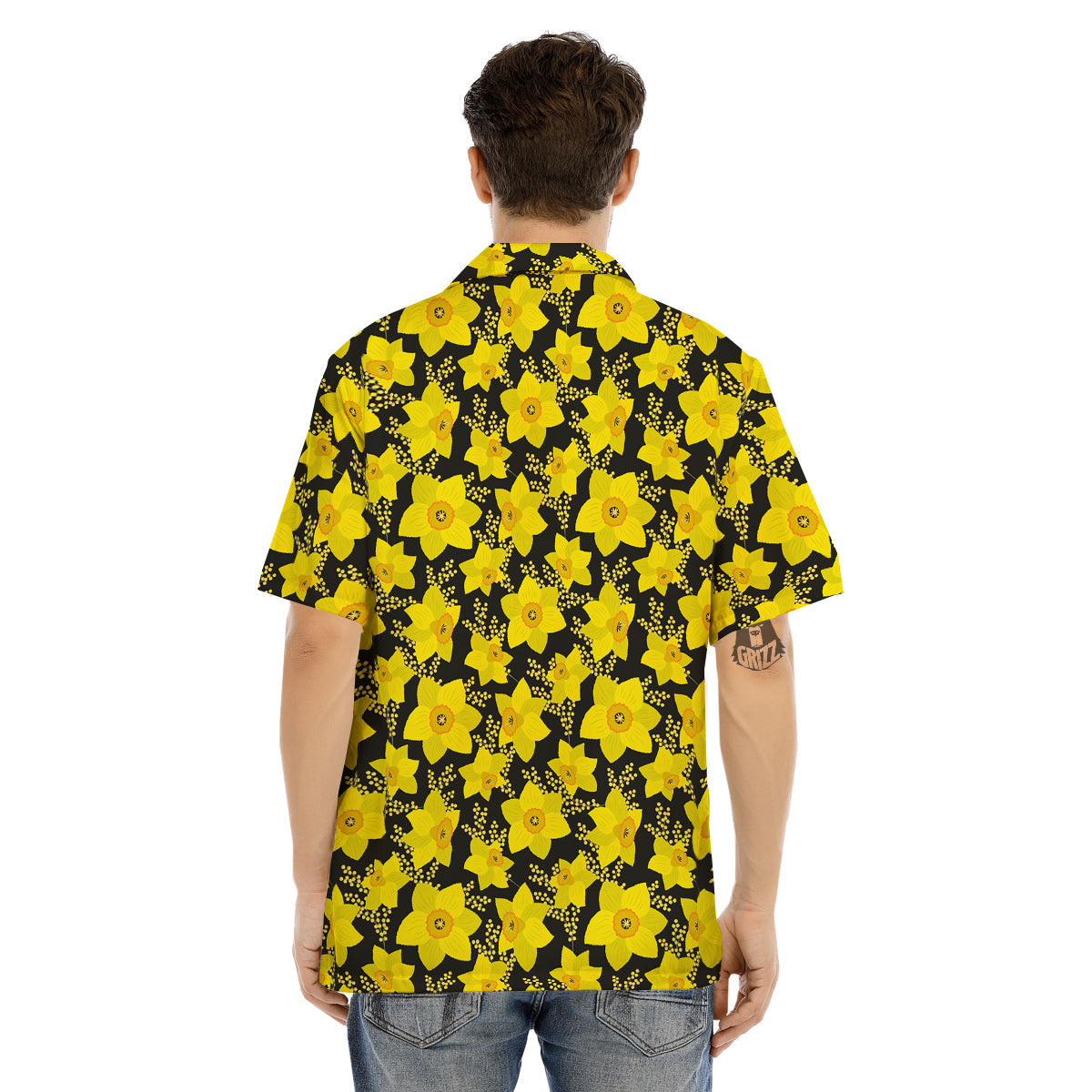 Mimosa And Daffodil Print Pattern Men's Hawaiian Shirt-grizzshop
