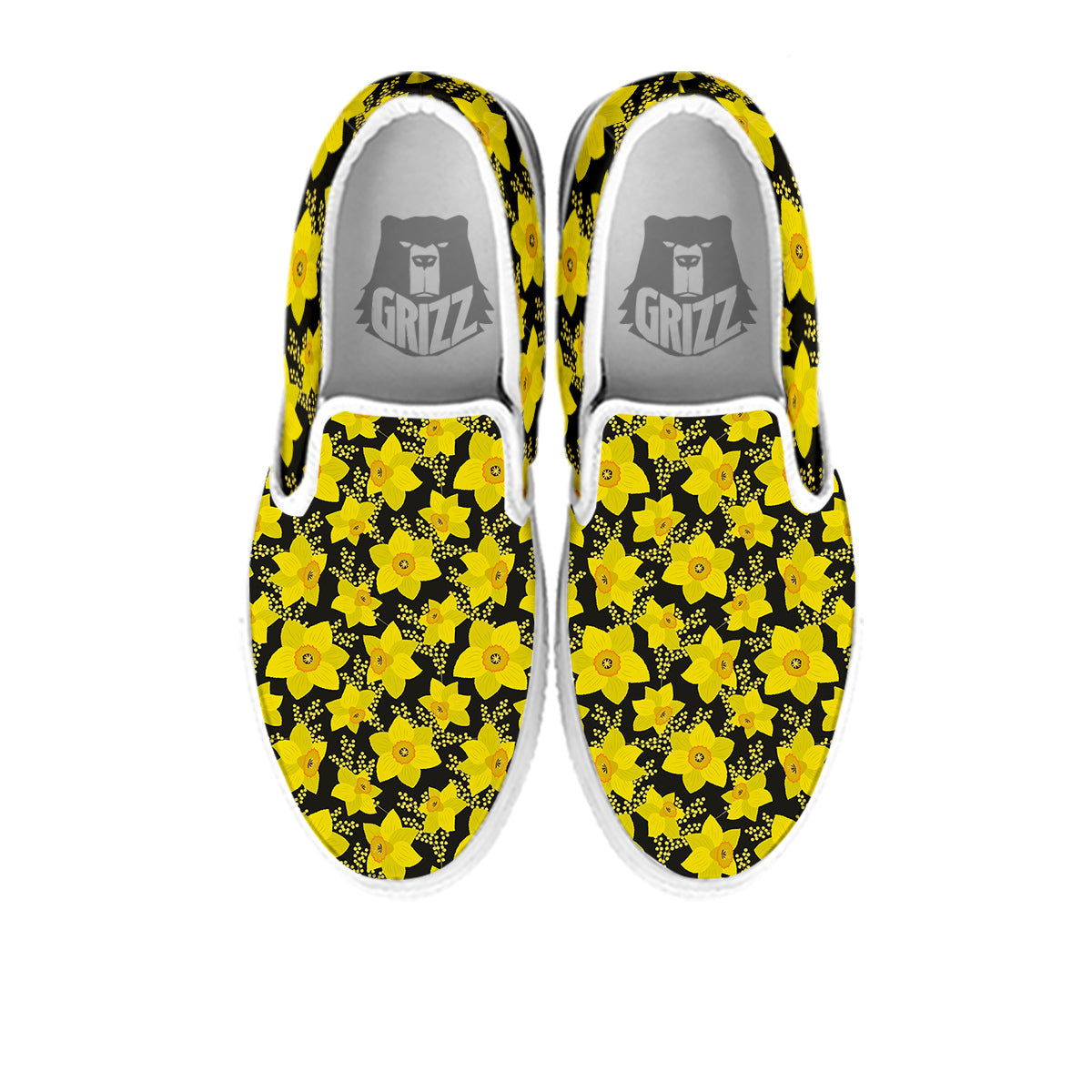 Mimosa And Daffodil Print Pattern White Slip On Shoes-grizzshop