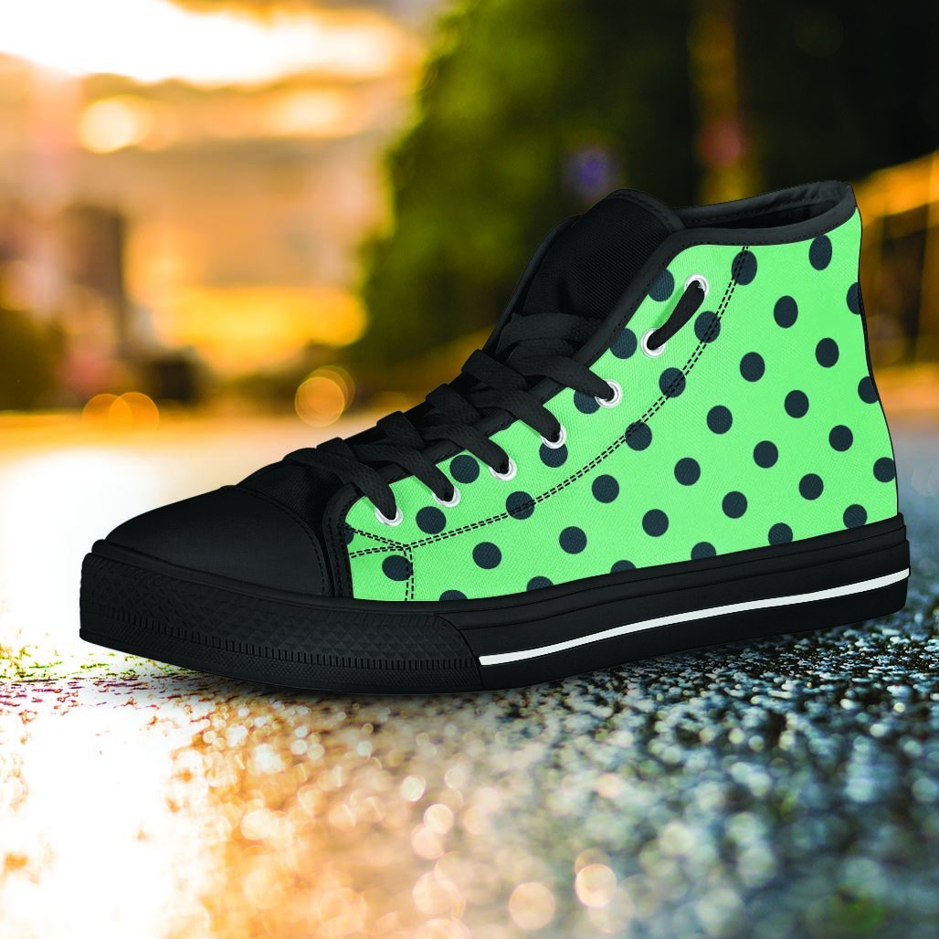 Mint And Green Polka Dot Women's High Top Shoes-grizzshop