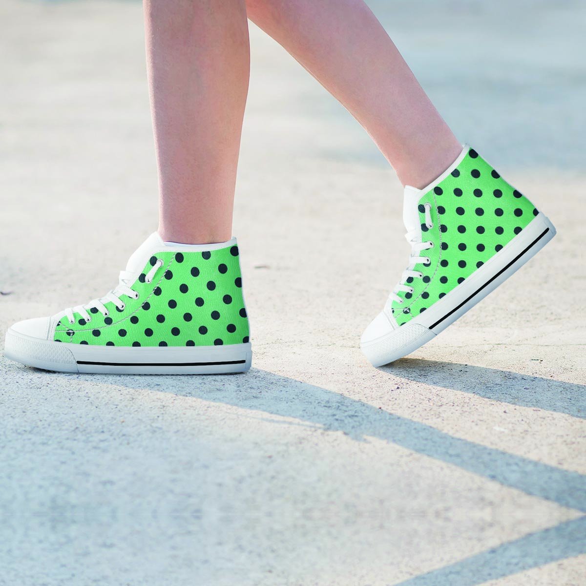 Mint And Green Polka Dot Women's High Top Shoes-grizzshop