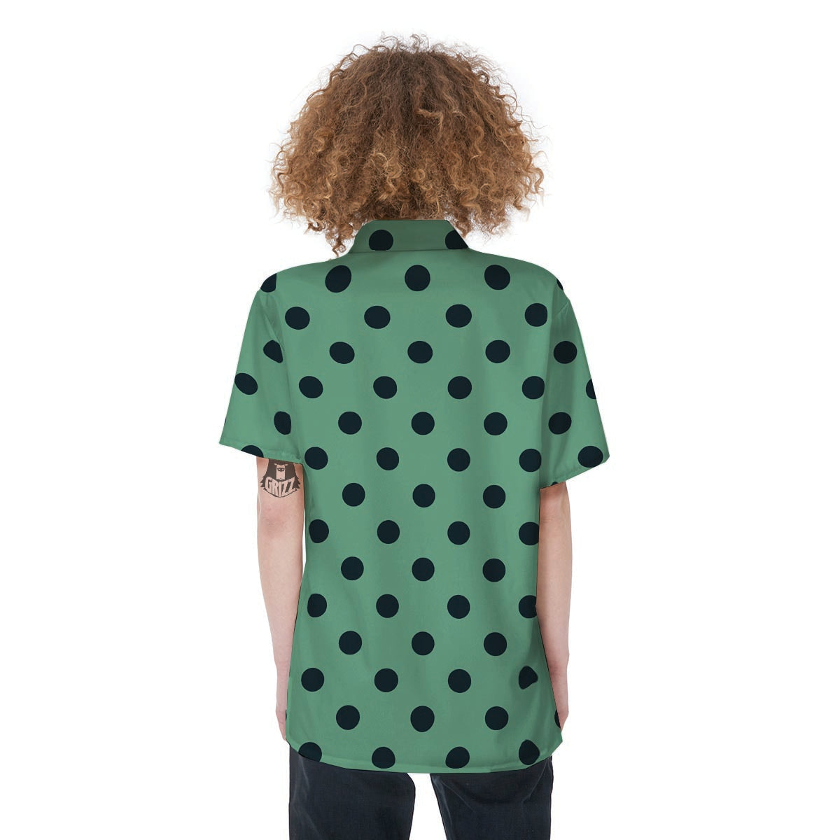 Mint And Green Polka Dot Women's Short Sleeve Shirts-grizzshop